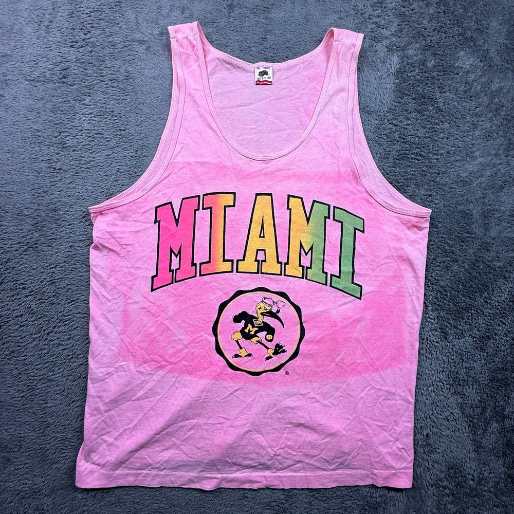 Vintage 90s University of Miami Hurricanes Tank Top Mens XL FOTM USA Sebastian
